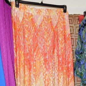 22W 24W LANE BRYANT LONG BOHO KNIT SKIRT ORANGE YE